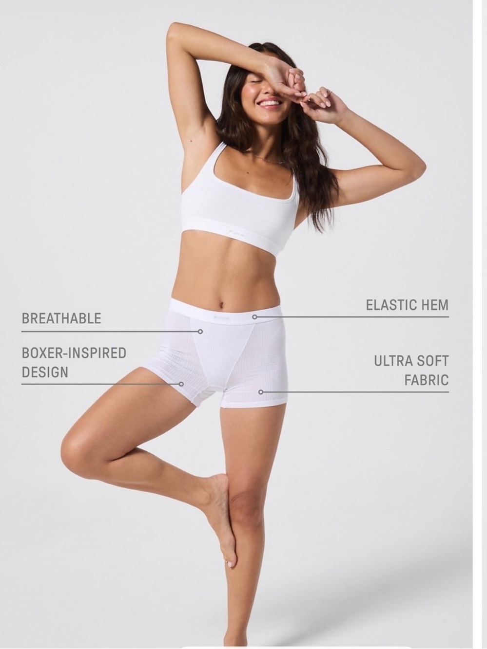 Fabletics Light Pink Ribbed Luxe Boyshorts